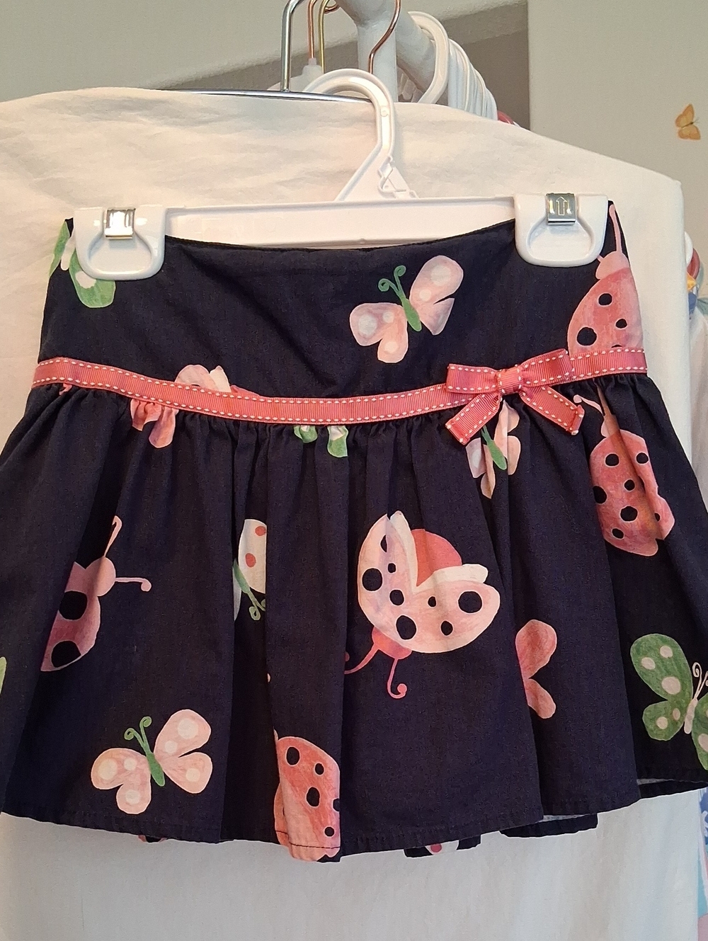 Gymboree Navy Skirt with Pink Butterfly Print